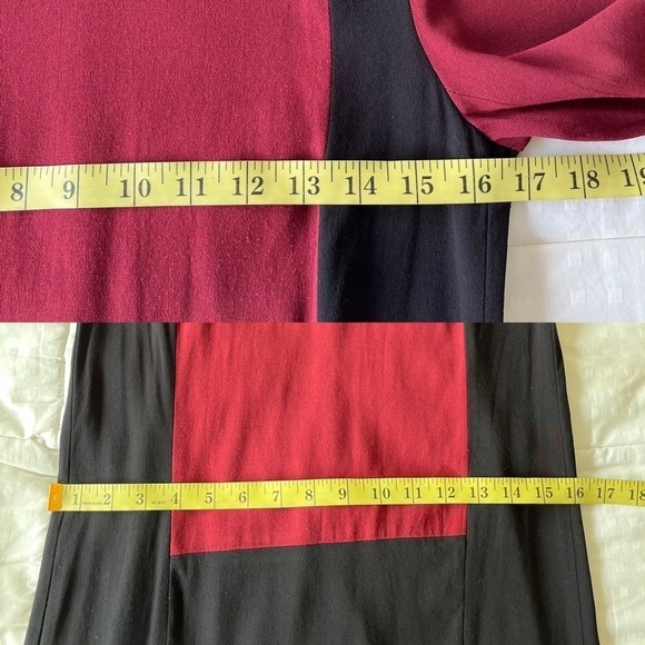 SANDRO Paris Burgundy Black Colour Block Long Sleeve Shift Dress Size 1 - Picture 12 of 15